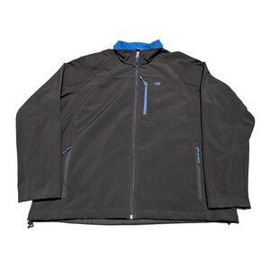 New Balance Jacket Men XL Black Blue 278 Softshell Fleece Lined Full Zip Active